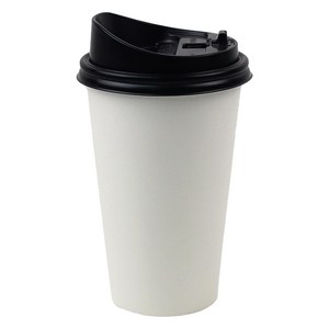 아이엔피 화이트무지 종이컵 473ml + 롱개폐 뚜껑 세트