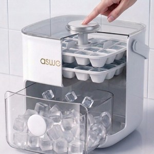 카리엘 꾹눌러 얼음트레이 보관통 아이스, 1개, 화이트