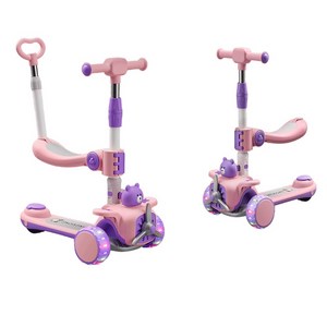 아동용 접이식 발광 킥보드 탈부착식 스쿠터 험머휠, 1개, 핑크