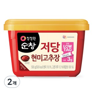 청정원순창 저당 현미 고추장, 500g, 2개