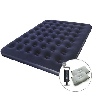 캠프빌리지 베스트웨이 에어매트+베개 2개+펌프 세트, 블루