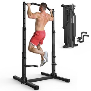 JOROTO 치닝디핑 턱걸이 접을 수 있는 팔굽혀펴기 철봉 턱걸이 가정용 헬스 운동기구 치닝디핑 철봉 112*105*210cm, Black