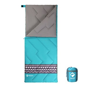 VILLEY 초경량 침낭, 캠핑 이블 1600g, 2인 가능, 캠핑용품, 1개, 블루