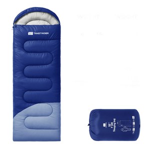 TANSTRIDER 캠핑 하이킹 휴대용 야외 및 실내용 머미형 사계절용 압축 침낭, 1개, 블루 1.8kg
