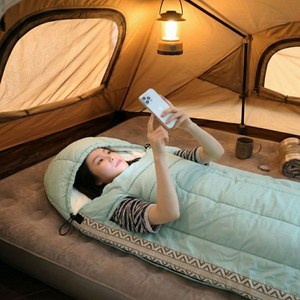 네츄럴캠프 프리미엄 모션프리 침낭 고급형 충전재 사계절용 대형, 220x80cm, 1개, 민트 1800g 왼쪽지퍼