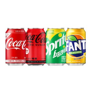 뚱캔 4종 혼합 업소용 코카콜라+코카콜라 제로+스프라이트+환타 파인애플 355ml 총24캔 세트