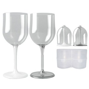 휴대용 커플 와인잔세트 안깨지는 캠핑 와인잔 컬러 받침 캐리어