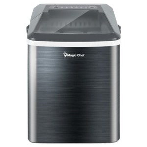 [주방 명가 매직쉐프] 저소음 급속 제빙기 아이스메이커 가정용 캠핑용 휴대용 스테인리스 제빙기, 메탈 블랙